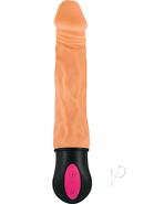 Natural Realskin Hot Cock #1 Rechargeable Warming Vibrator 7in - Vanilla