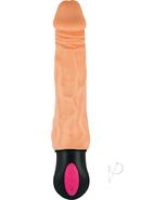 Natural Realskin Hot Cock #3 Rechargeable Warming Vibrator 8in - Vanilla