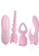Pink Elite Collection Rechargeable Silicone Vibrator Ultimate Orgasm Kit - Pink