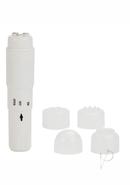 Compact Personal Travel Wand Massager With 4 Interchangeable Heads - White